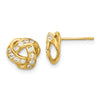 14k Madi K Polished CZ Love Knot Childrens Post Earrings