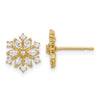 14k Madi K Polished CZ Snowflake Childrens Post Earrings
