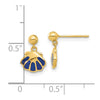 14k Madi K Polished Blue Enameled Shell Dangle Childrens Post Earrings
