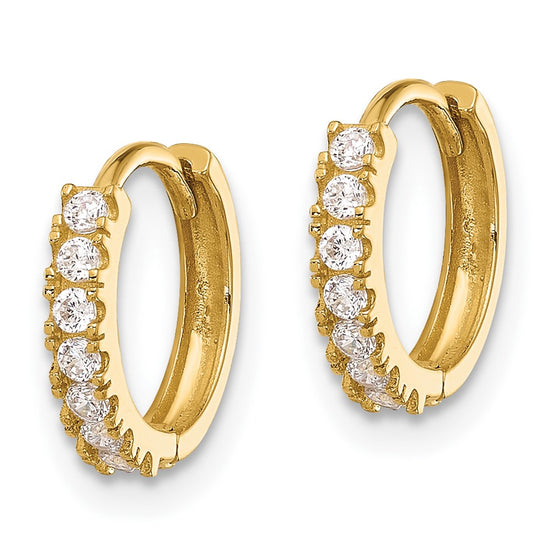 14k Madi K Polished CZ 2x11mm Hinged Hoop Earrings