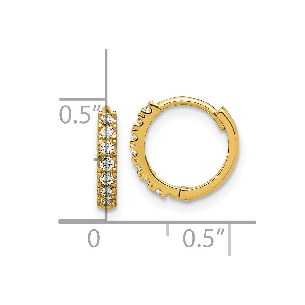 14k Madi K Polished CZ 2x11mm Hinged Hoop Earrings