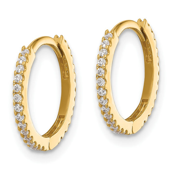 14k Madi K Polished CZ 1.25x14mm Hinged Hoop Earrings