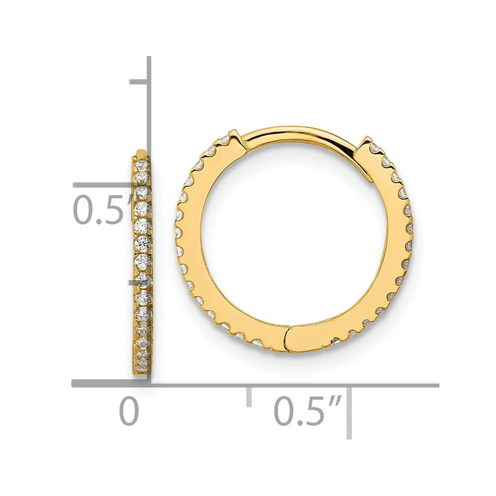 14k Madi K Polished CZ 1.25x15mm Hinged Hoop Earrings