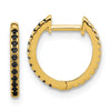 14k Madi K Black and White CZ 1x12mm Reversible Hinged Hoop Earrings
