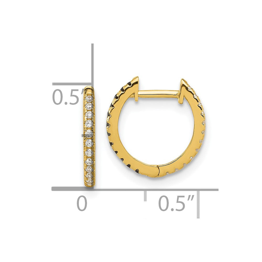 14k Madi K Black and White CZ 1x12mm Reversible Hinged Hoop Earrings