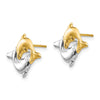 14k and White Rhodium Madi K Two Dolphins Childrens Post Earrings
