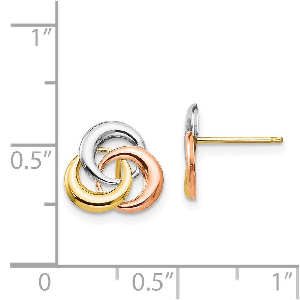 14k Tri-color Madi K 3-Circle Post Earrings