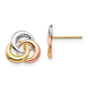14k Tri-color Madi K 3-Circle Post Earrings