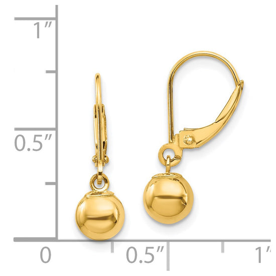 14k Madi K Dangle 6mm Bead Leverback Earrings