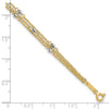 14K Two-Tone Triple Strand Beaded 7.25 inch Bracelet