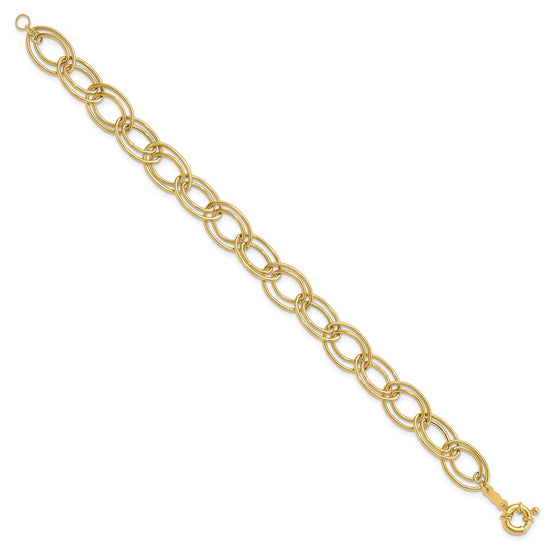 14K Polished 11mm Fancy Double Oval Link 7.5 inch Bracelet