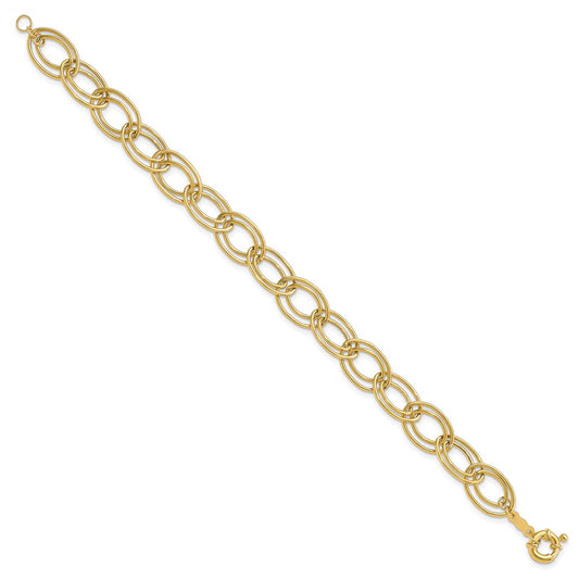 14K Polished 11mm Fancy Double Oval Link 7.5 inch Bracelet