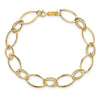 14K Polished and Textured Fancy Oval Link 7.25 inch Bracelet