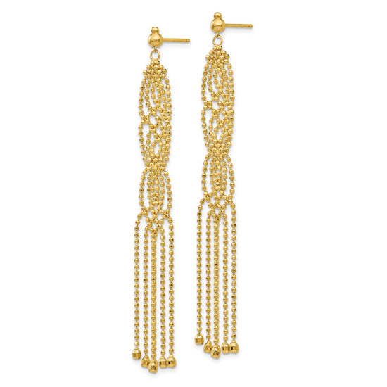 Gold Beaded Chandelier Shepard Hook Earrings