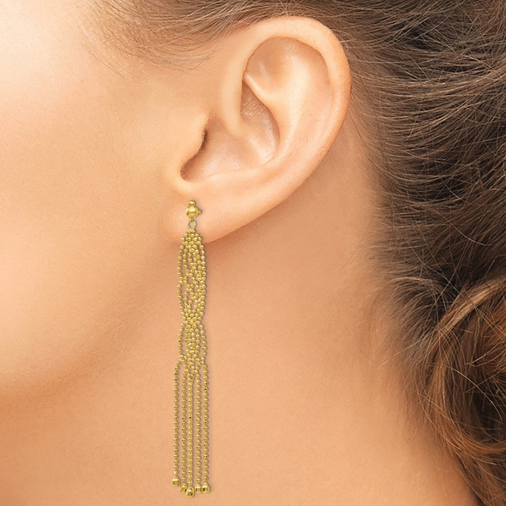 Gold Beaded Chandelier Shepard Hook Earrings