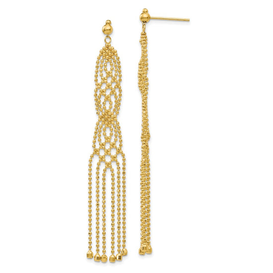 Gold Beaded Chandelier Shepard Hook Earrings
