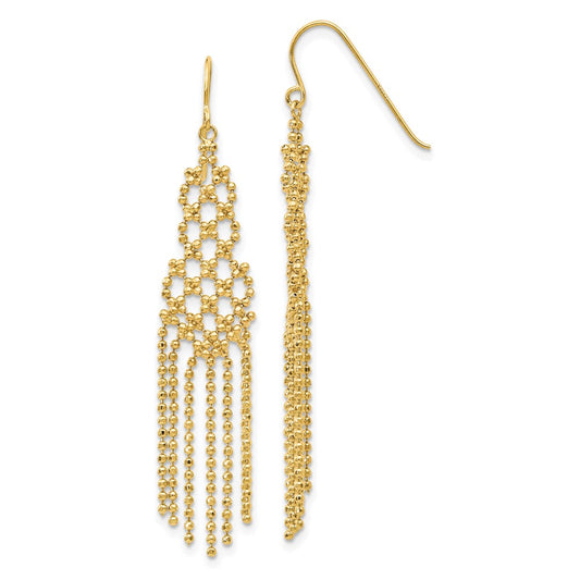 Gold Beaded Chandelier Shepard Hook Earrings
