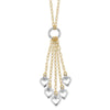14K Two-Tone Heart Drop 16 inch Necklace Plus 2 inch Extender