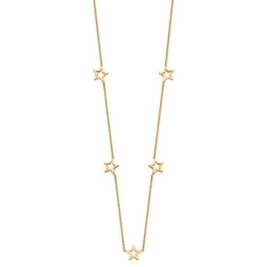 14K Open Stars 16 inch Necklace Plus 2 inch Extension