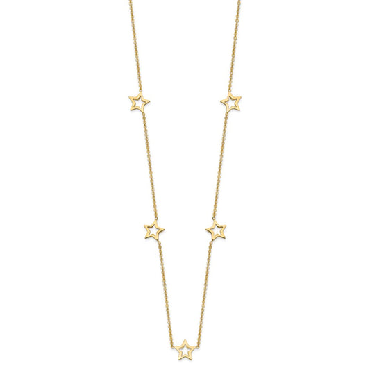 14K Open Stars 16 inch Necklace Plus 2 inch Extension