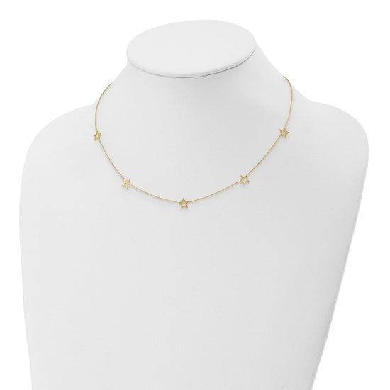 14K Open Stars 16 inch Necklace Plus 2 inch Extension