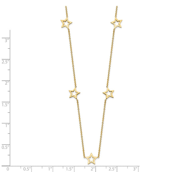14K Open Stars 16 inch Necklace Plus 2 inch Extension