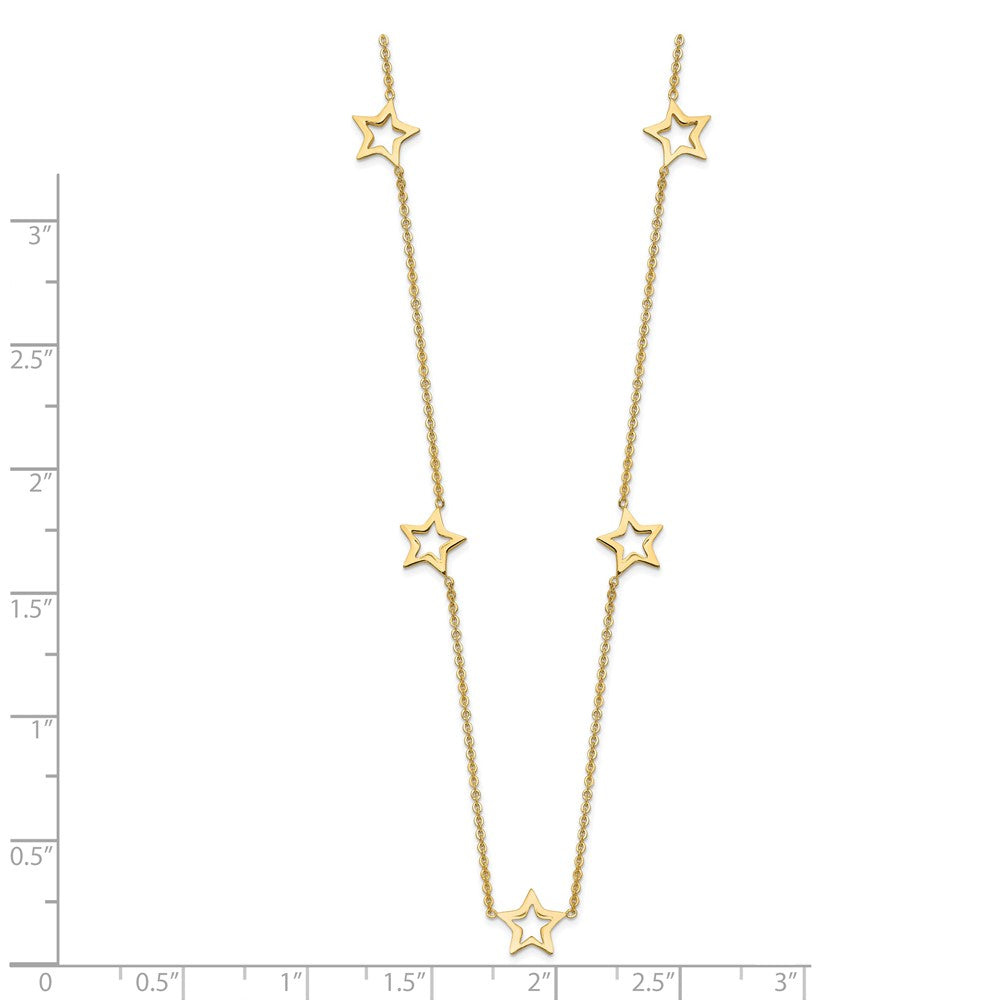 14K Open Stars 16 inch Necklace Plus 2 inch Extension