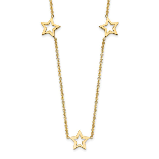 14K Open Stars 16 inch Necklace Plus 2 inch Extension