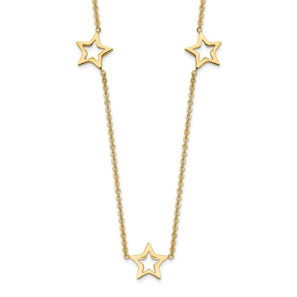14K Open Stars 16 inch Necklace Plus 2 inch Extension