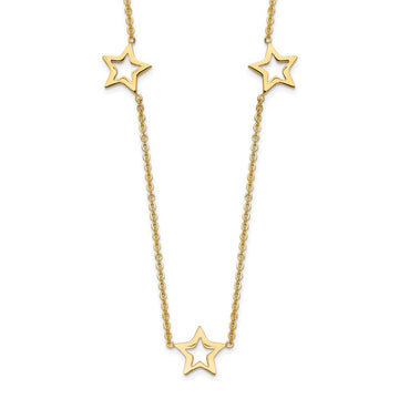 14K Open Stars 16 inch Necklace Plus 2 inch Extension