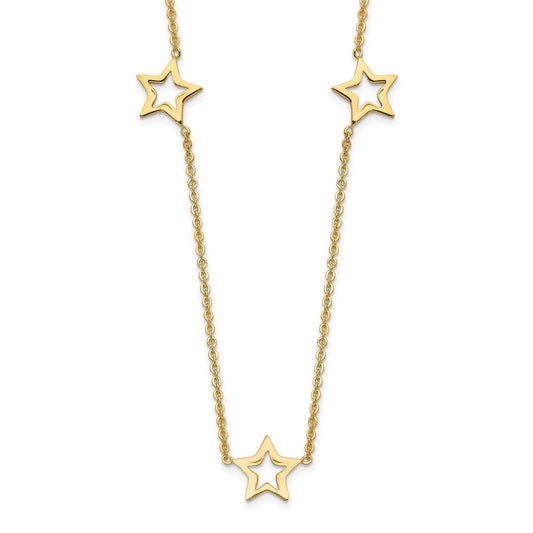 14K Open Stars 16 inch Necklace Plus 2 inch Extension