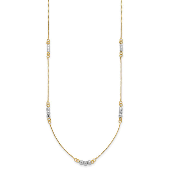 14K Two-Tone Mirror Beaded 18 inch Station Necklace