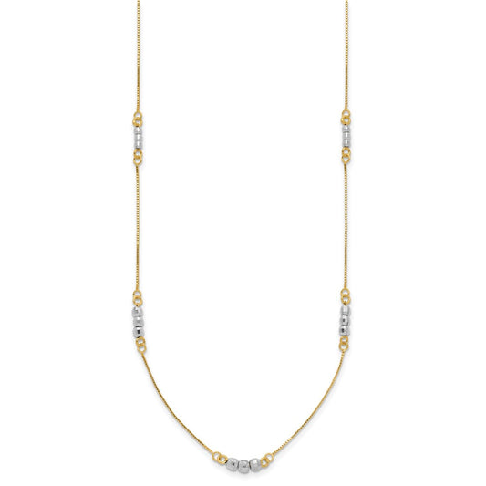 14K Two-Tone Mirror Beaded 18 inch Station Necklace