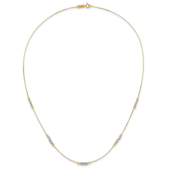 14K Two-Tone Mirror Beaded 18 inch Station Necklace