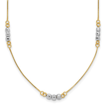 14K Two-Tone Mirror Beaded 18 inch Station Necklace