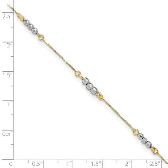 14K Two-Tone Mirror Beaded 7.25 inch Bracelet