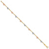 14k Tri-color Puffed Heart 6 inch Childs Bracelet