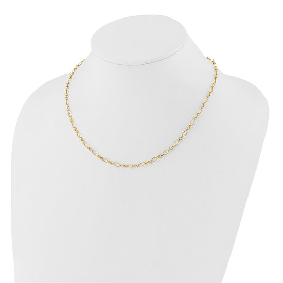 14k Polished 3mm Fancy Oval and Round Link 18 inch Necklace