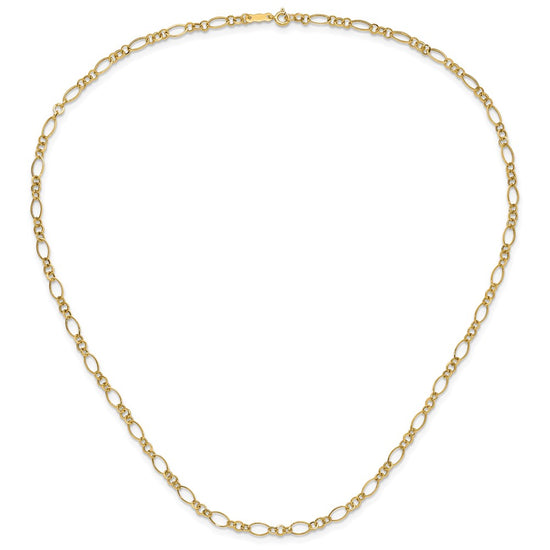 14k Polished 3mm Fancy Oval and Round Link 18 inch Necklace