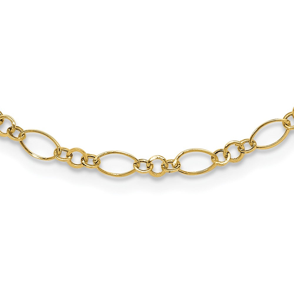 14k Polished 3mm Fancy Oval and Round Link 18 inch Necklace