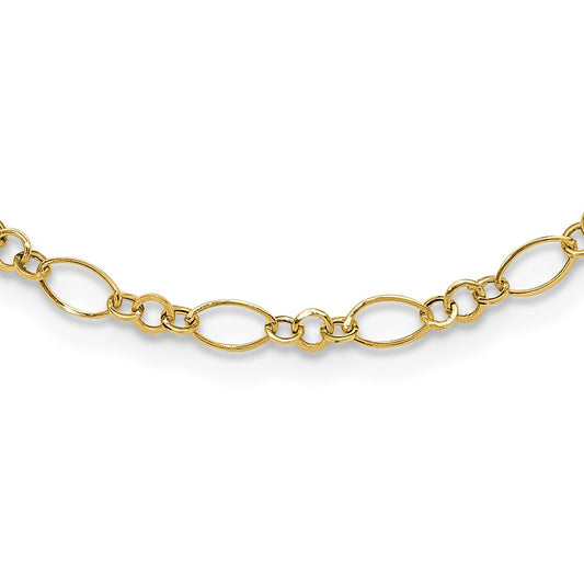 14k Polished 3mm Fancy Oval and Round Link 18 inch Necklace