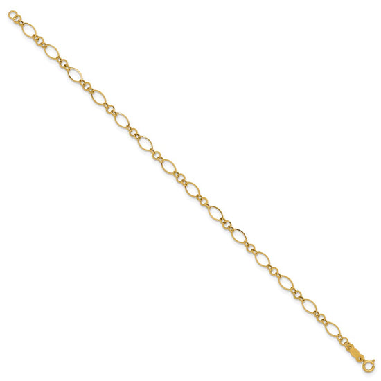 14k Polished 3mm Fancy Oval and Round Link 7.25 inch Bracelet