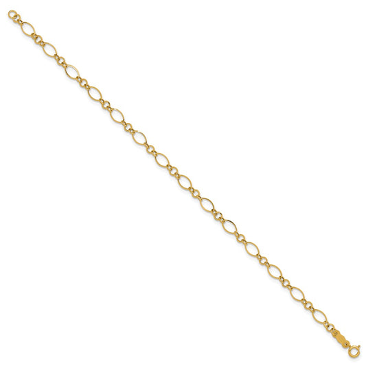 14k Polished 3mm Fancy Oval and Round Link 7.25 inch Bracelet