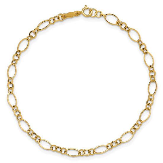 14k Polished 3mm Fancy Oval and Round Link 7.25 inch Bracelet