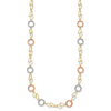 14k Tri-color Polished and Textured Round Circles and Ovals 18 inch Necklace