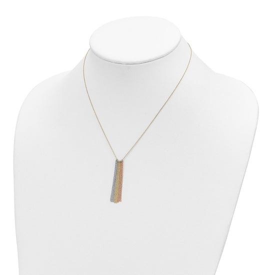 14k Tri-color Dangle Chain 16 inch Necklace Plus 2 inch Extender