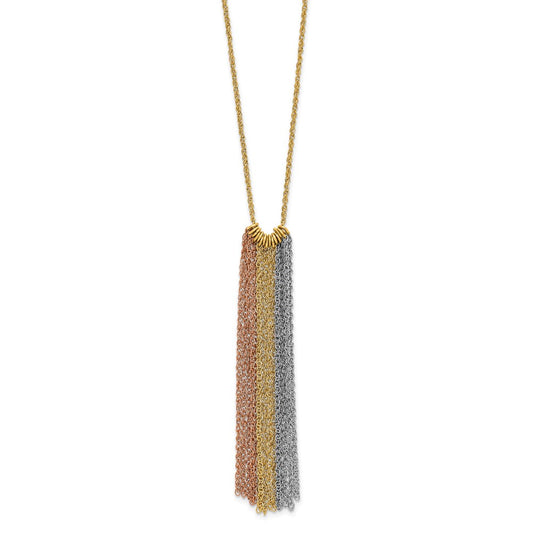 14k Tri-color Dangle Chain 16 inch Necklace Plus 2 inch Extender