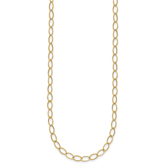 14k Polished 4mm Fancy Oval Link 18 inch Necklace