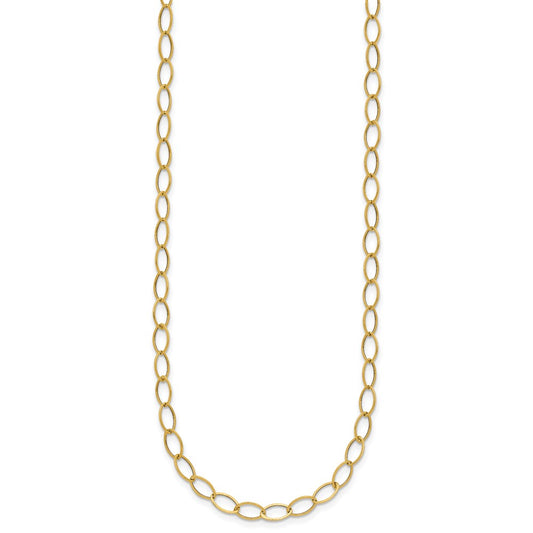 14k Polished 4mm Fancy Oval Link 18 inch Necklace