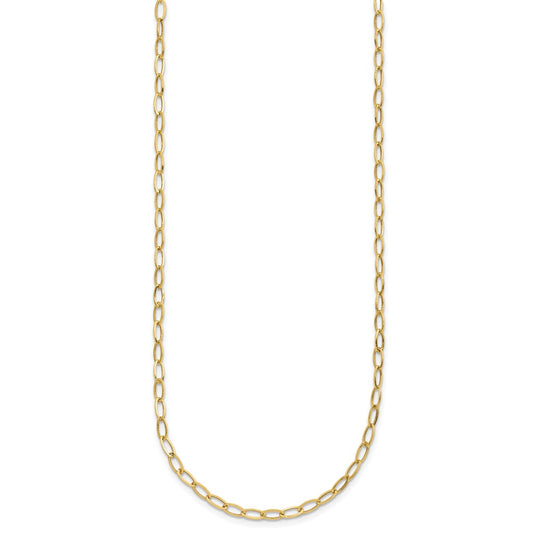 14k Polished 2.5mm Fancy Oval Link 18 inch Necklace